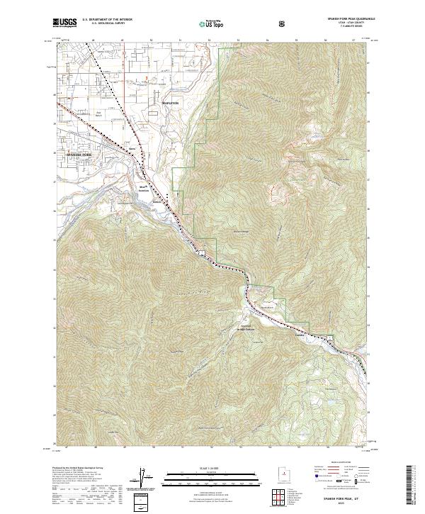 US Topo 7.5-minute map for Spanish Fork Peak UT