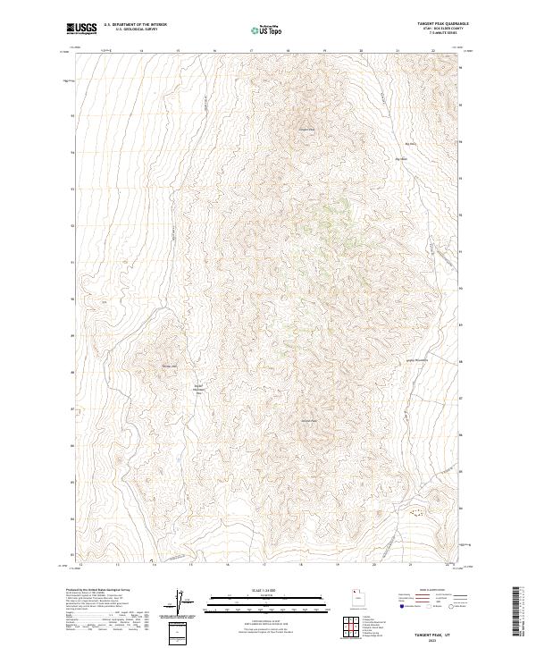 US Topo 7.5-minute map for Tangent Peak UT