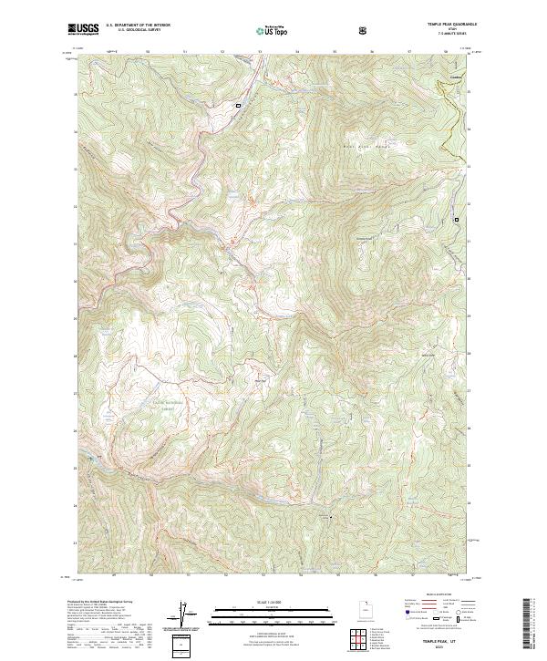 US Topo 7.5-minute map for Temple Peak UT