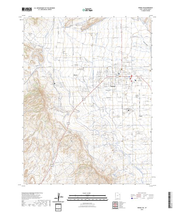 US Topo 7.5-minute map for Vernal NE UT