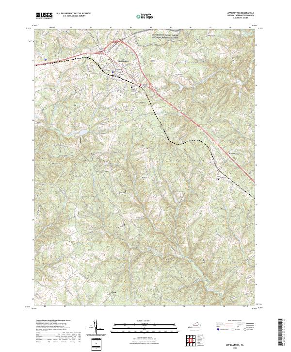 US Topo 7.5-minute map for Appomattox VA