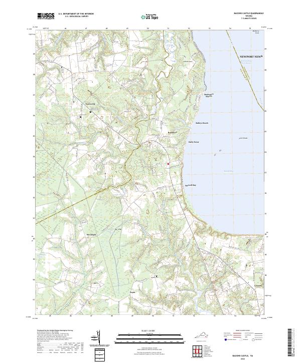 US Topo 7.5-minute map for Bacons Castle VA