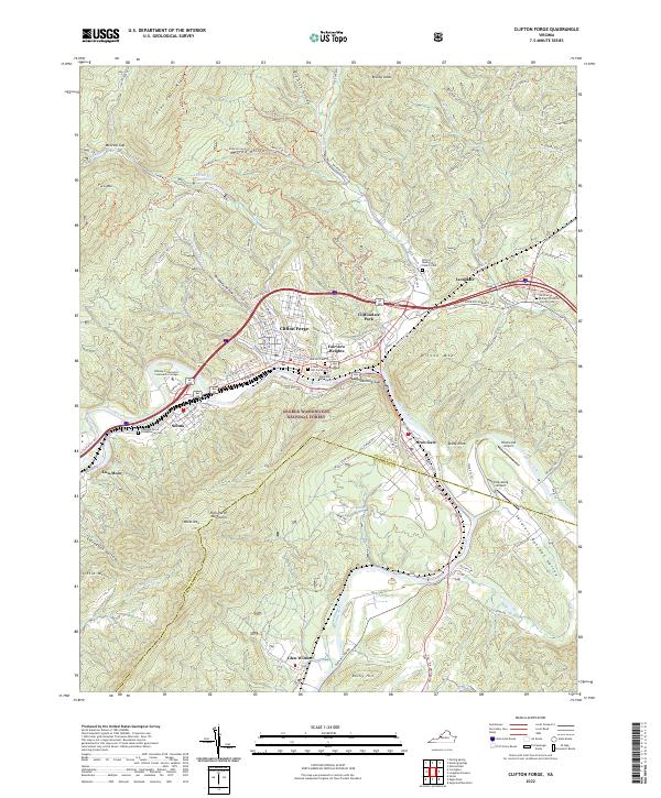 US Topo 7.5-minute map for Clifton Forge VA