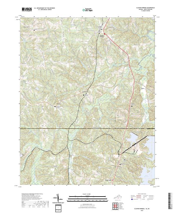 US Topo 7.5-minute map for Cluster Springs VANC