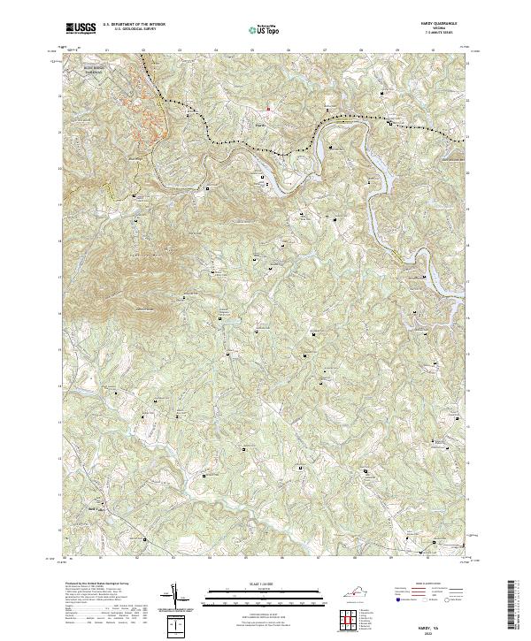 US Topo 7.5-minute map for Hardy VA