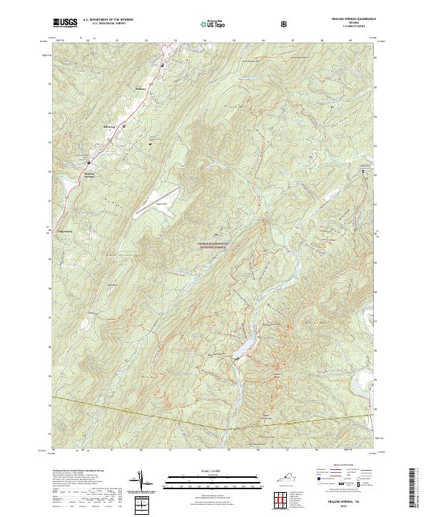 US Topo 7.5-minute map for Healing Springs VA