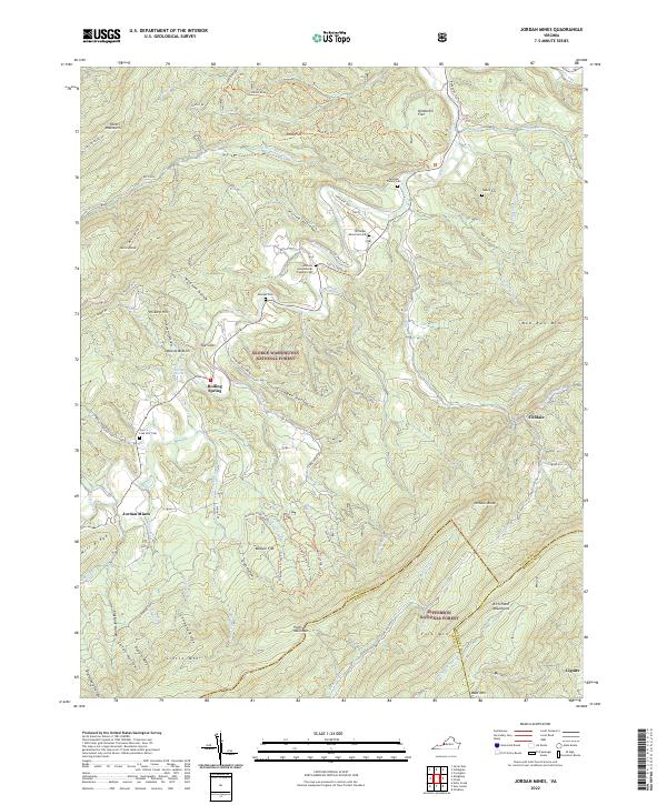 US Topo 7.5-minute map for Jordan Mines VA