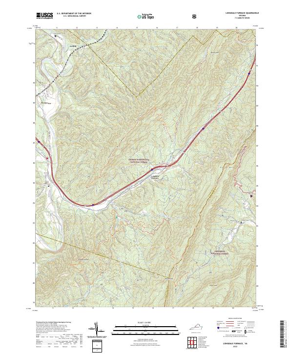 US Topo 7.5-minute map for Longdale Furnace VA