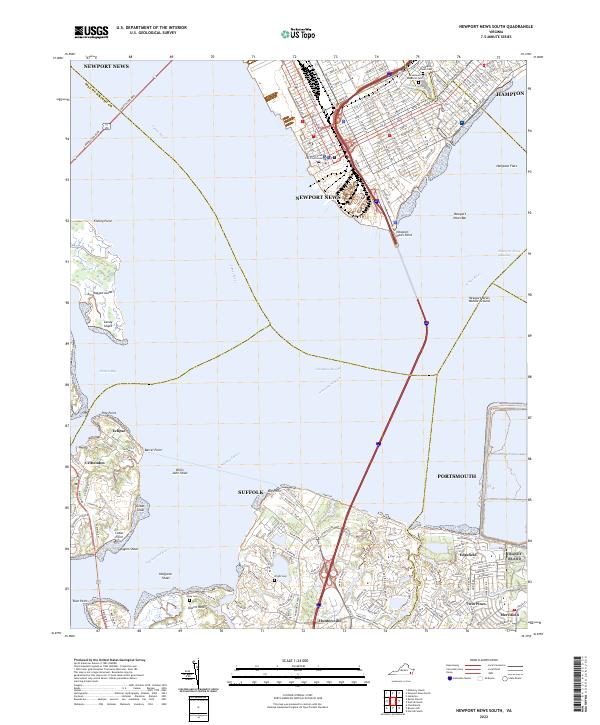 US Topo 7.5-minute map for Newport News South VA