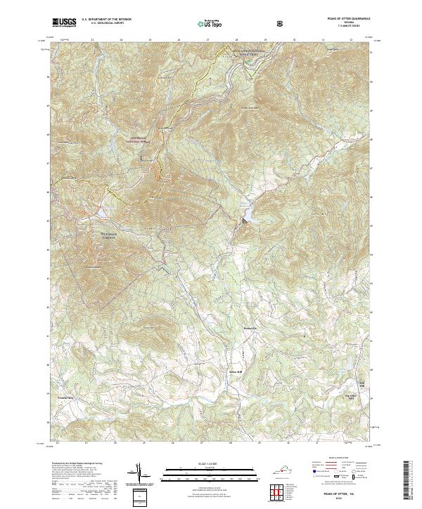 US Topo 7.5-minute map for Peaks of Otter VA