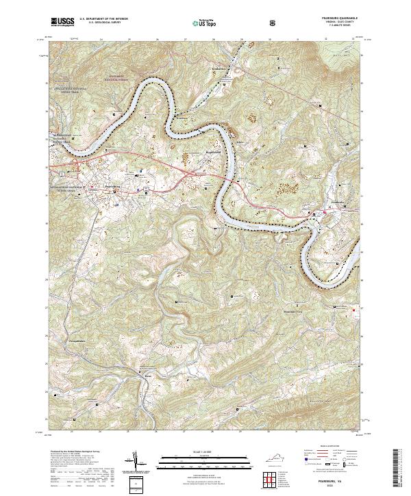 US Topo 7.5-minute map for Pearisburg VA