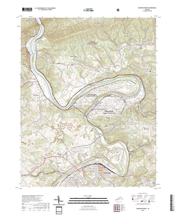 US Topo 7.5-minute map for Radford North VA