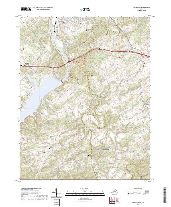 US Topo 7.5-minute map for Radford South VA