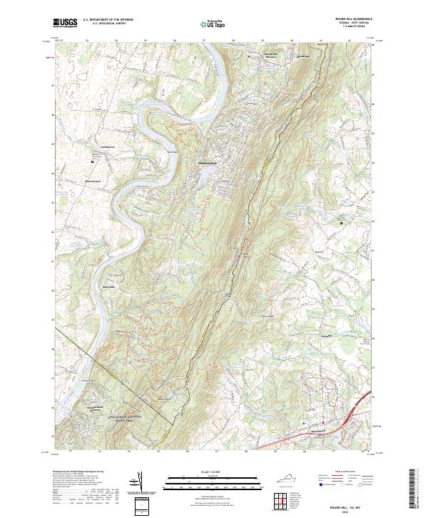 US Topo 7.5-minute map for Round Hill VAWV