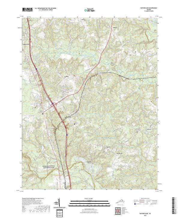 US Topo 7.5-minute map for Ruther Glen VA