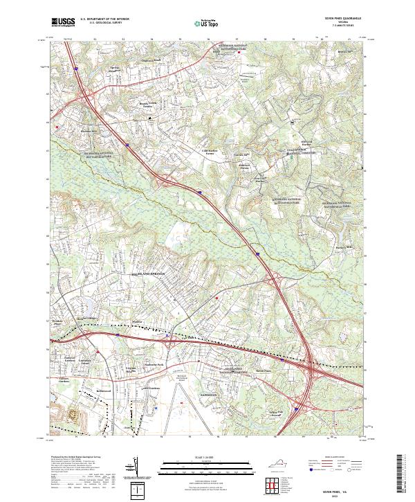 US Topo 7.5-minute map for Seven Pines VA