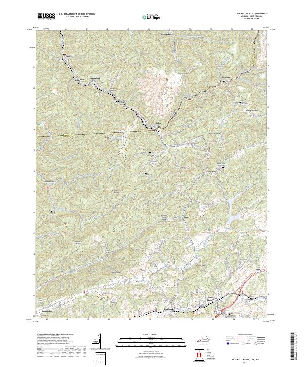 US Topo 7.5-minute map for Tazewell North VAWV