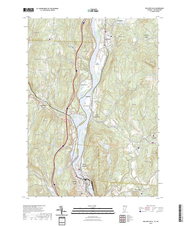 US Topo 7.5-minute map for Bellows Falls VTNH