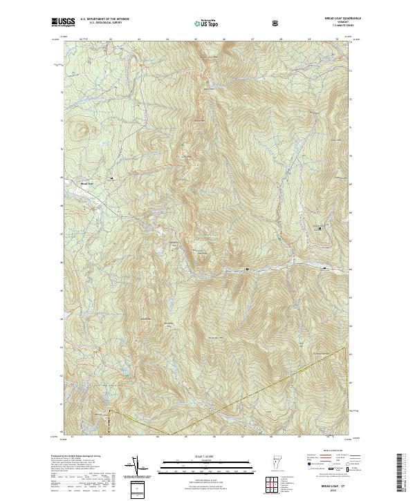 US Topo 7.5-minute map for Bread Loaf VT