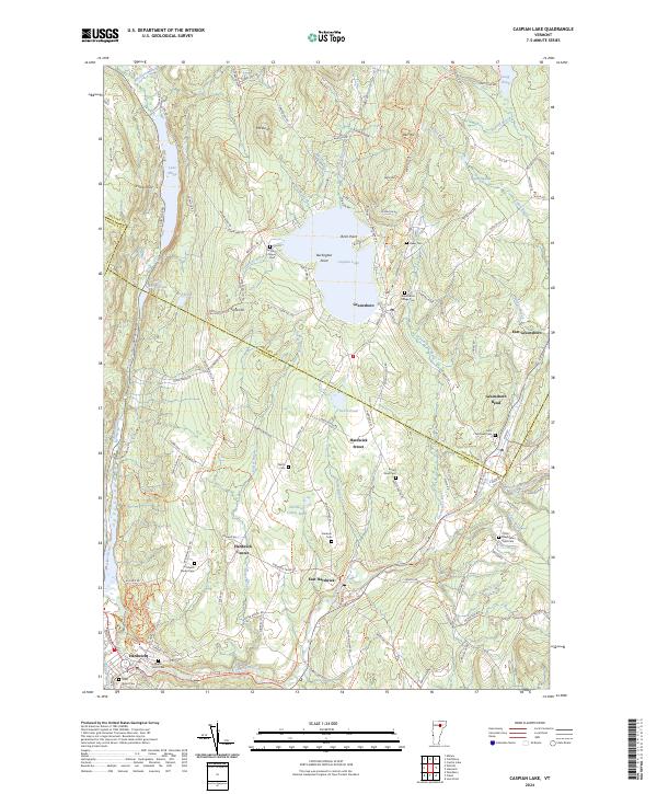 US Topo 7.5-minute map for Caspian Lake VT