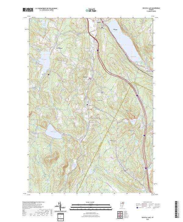 US Topo 7.5-minute map for Crystal Lake VT