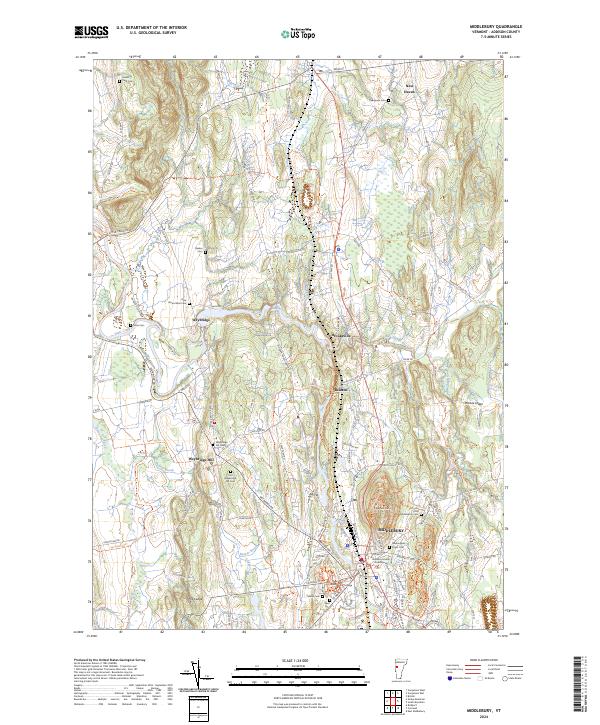 US Topo 7.5-minute map for Middlebury VT