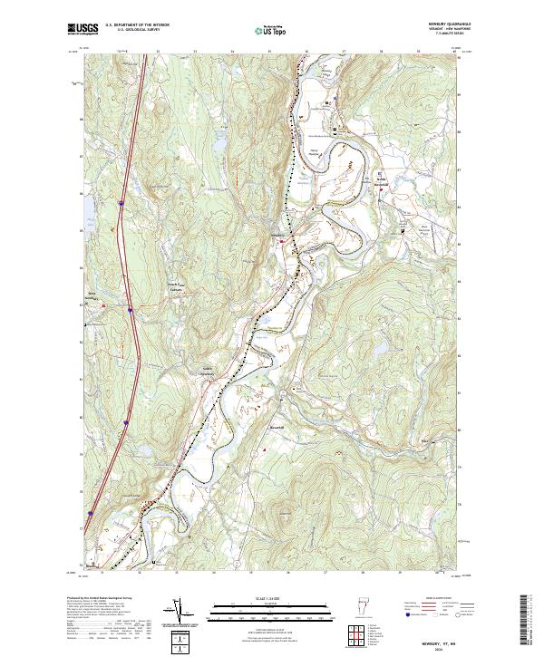 US Topo 7.5-minute map for Newbury VTNH