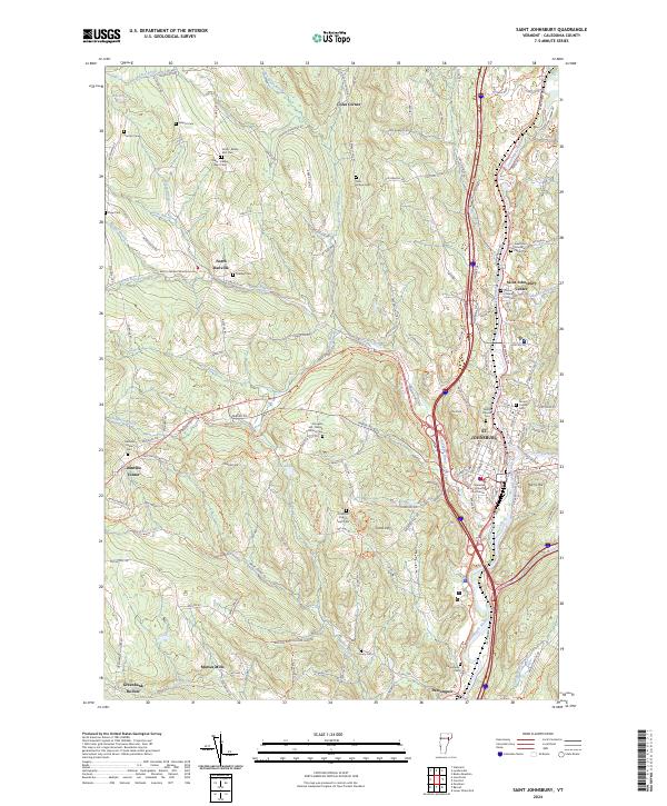 US Topo 7.5-minute map for Saint Johnsbury VT