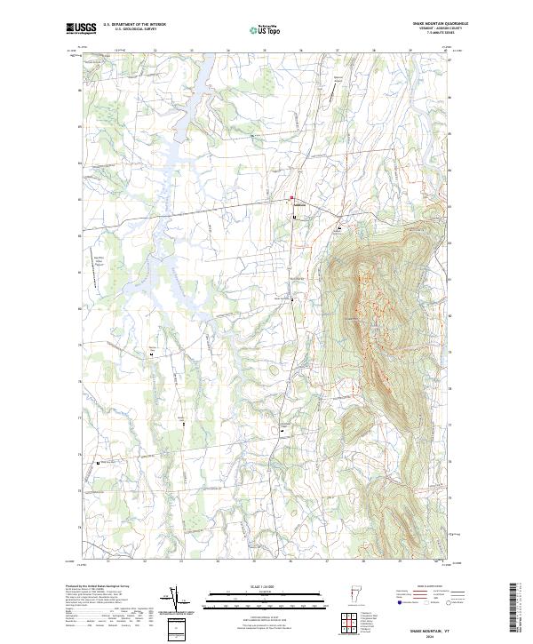 US Topo 7.5-minute map for Snake Mountain VT