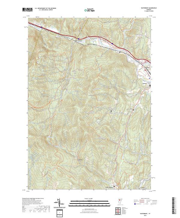 US Topo 7.5-minute map for Waterbury VT