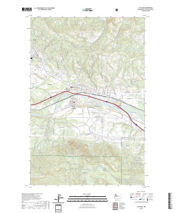 US Topo 7.5-minute map for Cle Elum WA