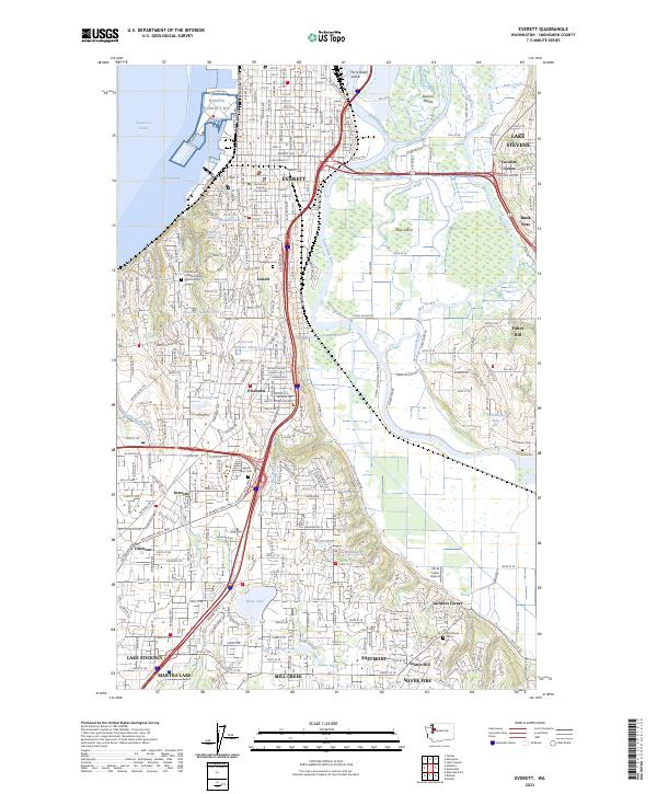 US Topo 7.5-minute map for Everett WA