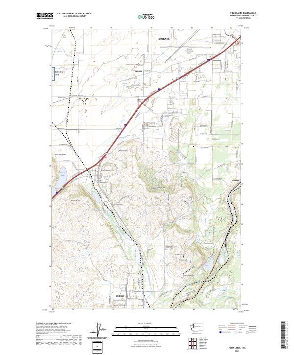 US Topo 7.5-minute map for Four Lakes WA