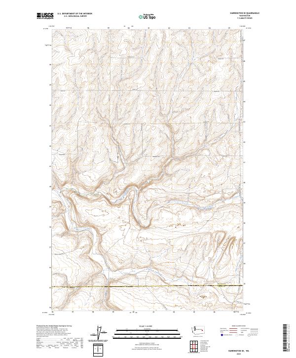 US Topo 7.5-minute map for Harrington SE WA