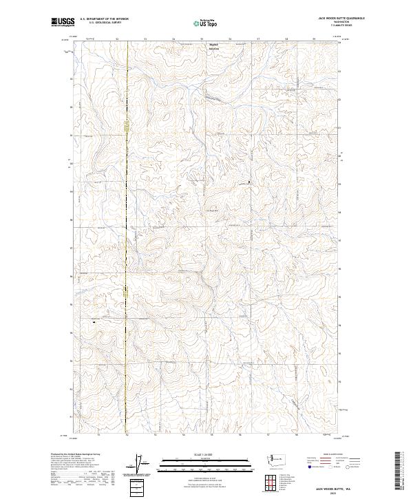 US Topo 7.5-minute map for Jack Woods Butte WA