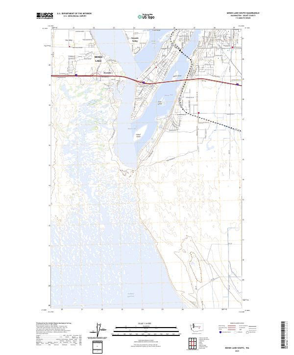 US Topo 7.5-minute map for Moses Lake South WA