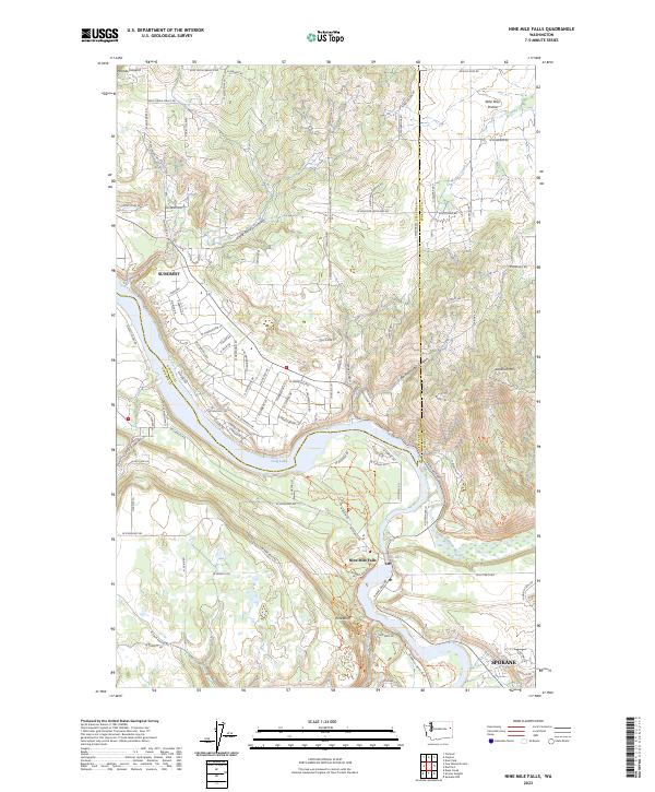 US Topo 7.5-minute map for Nine Mile Falls WA