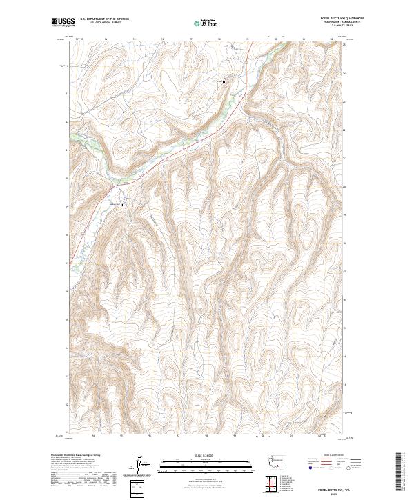 US Topo 7.5-minute map for Poisel Butte NW WA