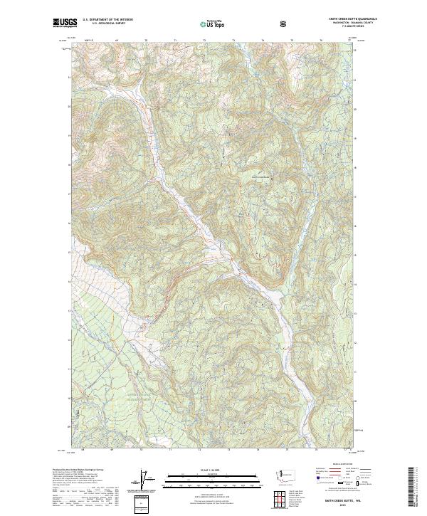 US Topo 7.5-minute map for Smith Creek Butte WA