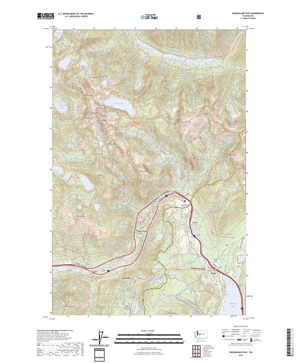 US Topo 7.5-minute map for Snoqualmie Pass WA