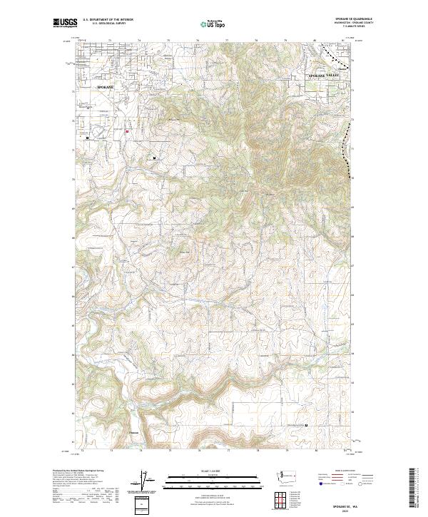 US Topo 7.5-minute map for Spokane SE WA