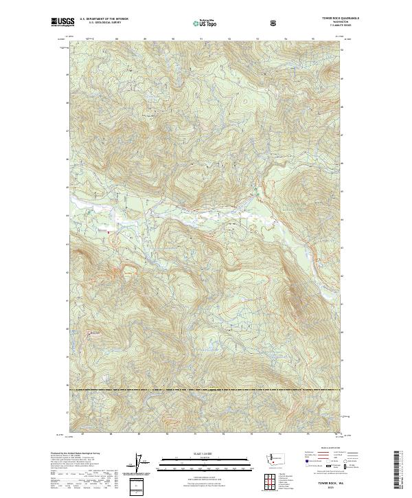 US Topo 7.5-minute map for Tower Rock WA