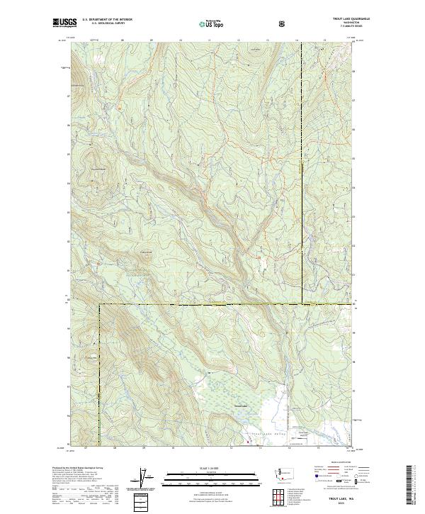 US Topo 7.5-minute map for Trout Lake WA