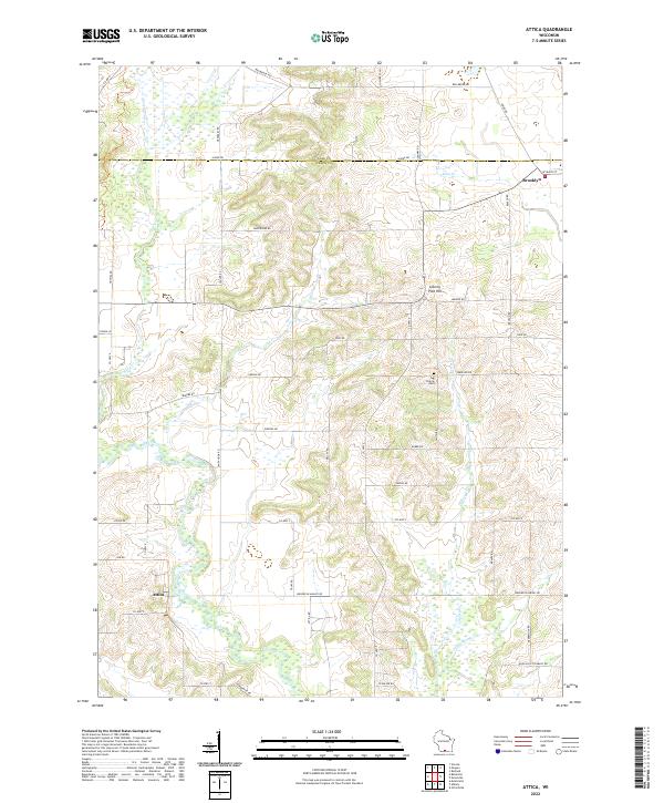 US Topo 7.5-minute map for Attica WI