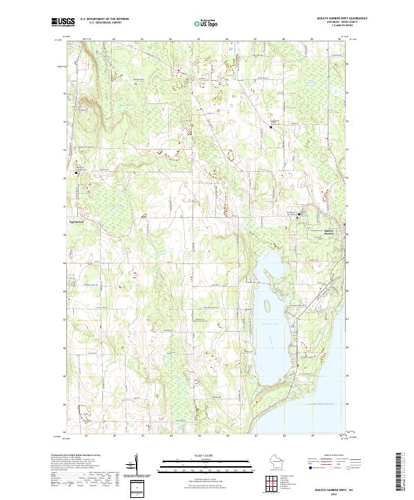 US Topo 7.5-minute map for Baileys Harbor West WI