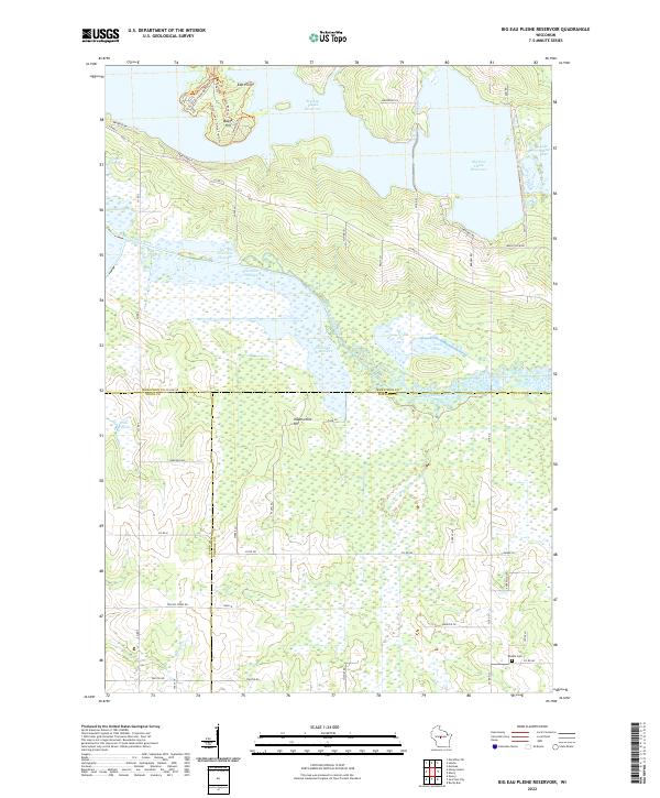 US Topo 7.5-minute map for Big Eau Pleine Reservoir WI