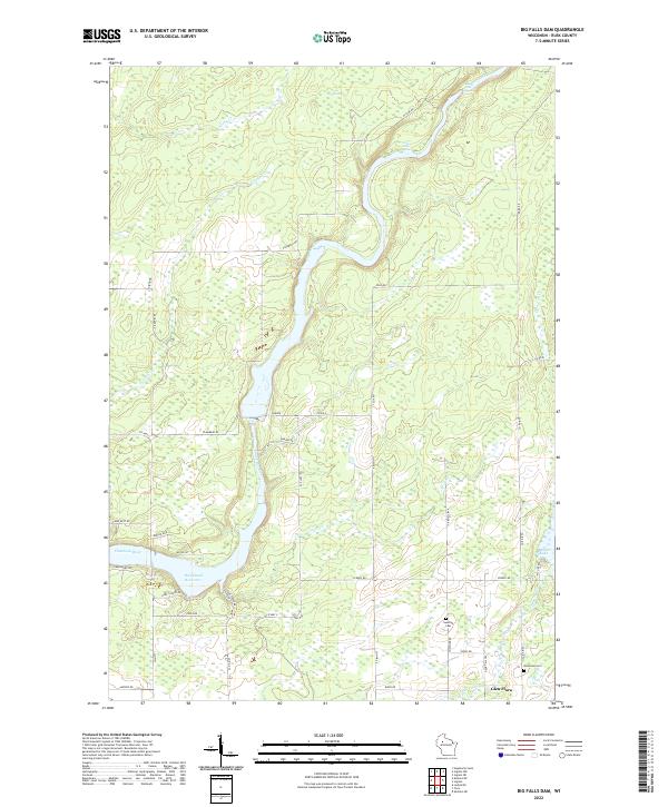 US Topo 7.5-minute map for Big Falls Dam WI