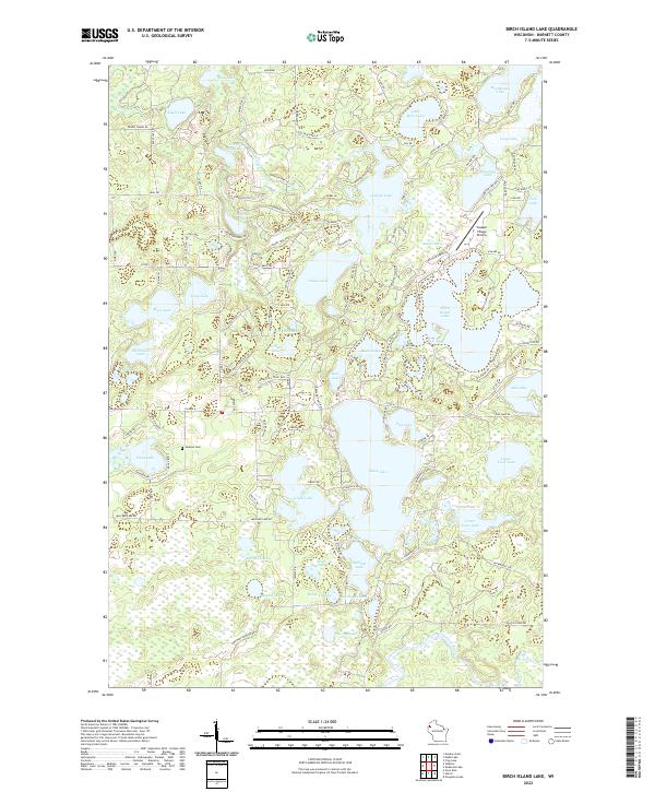 US Topo 7.5-minute map for Birch Island Lake WI