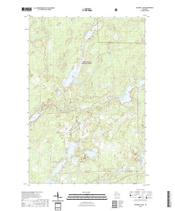 US Topo 7.5-minute map for Blaisdell Lake WI