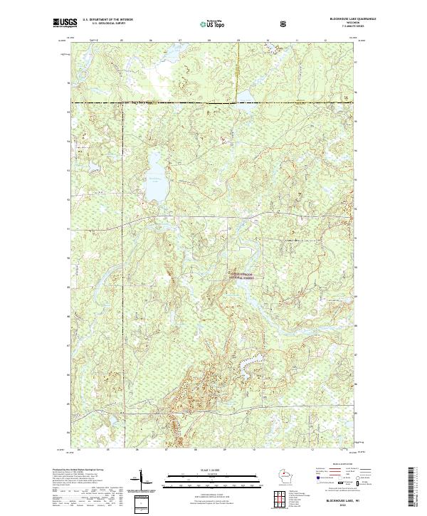 US Topo 7.5-minute map for Blockhouse Lake WI